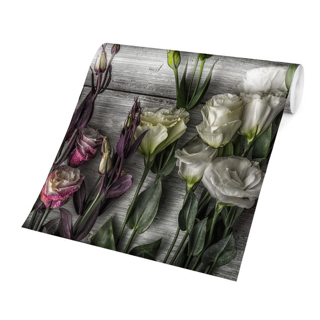 Papier peint effet bois Tulip Rose Shabby Wood Look
