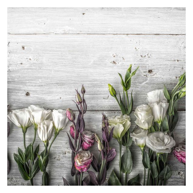 Tapisserie grise Tulip Rose Shabby Wood Look