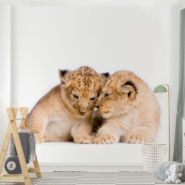 Tapisserie animaux Deux Bébés Lion