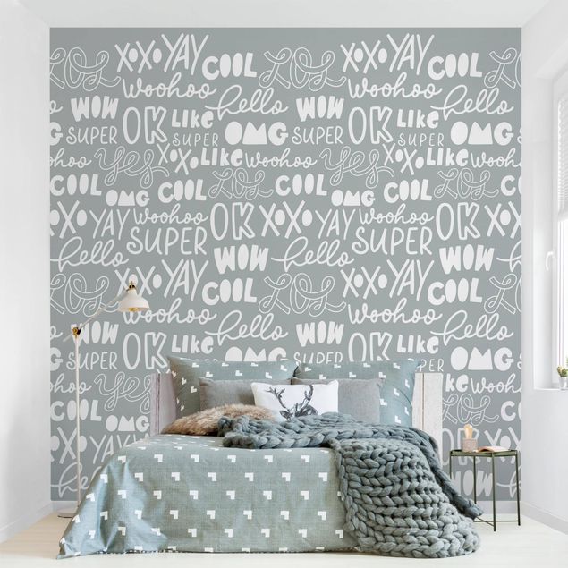Décorations cuisine Typography Hello Super Wow On Grey