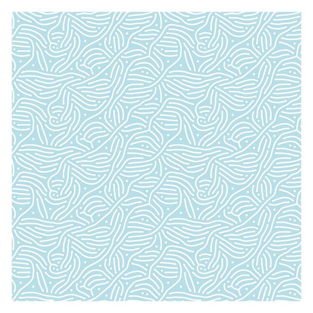 tapisserie panoramique Motif ludique avec lignes et points en bleu clair