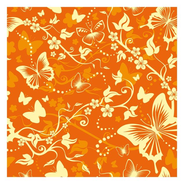 Papiers peints orange Papillons enchanteurs
