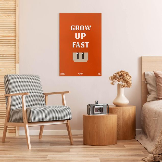 Toile avec citation Video Game Grow Up Fast In Red