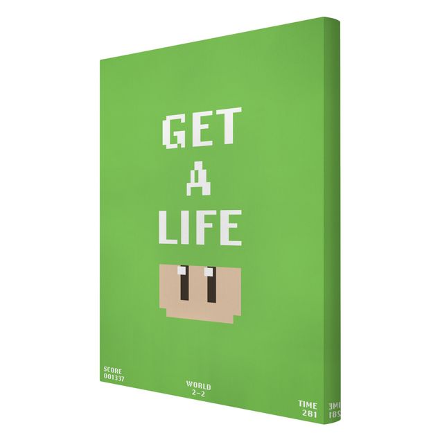 Impressions sur toile Video Game Text Get A Life In Green
