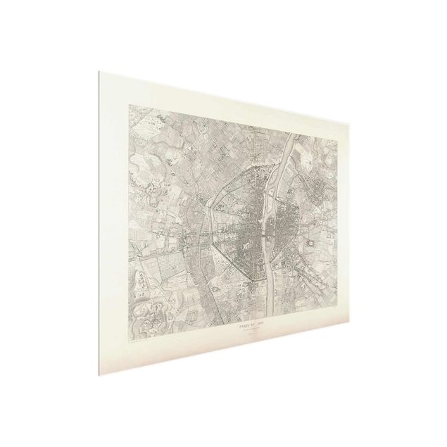 Tableaux en verre mappemonde Vintage Map Paris