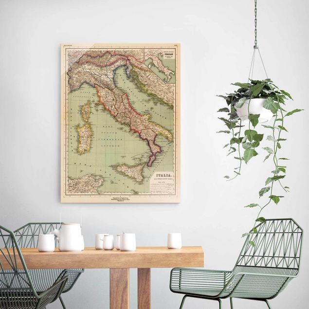Tableau carte du monde Tableau Vintage Italie