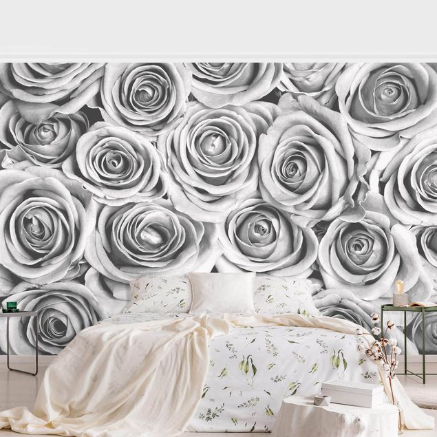 Papiers peints modernes Vintage Roses Black And White