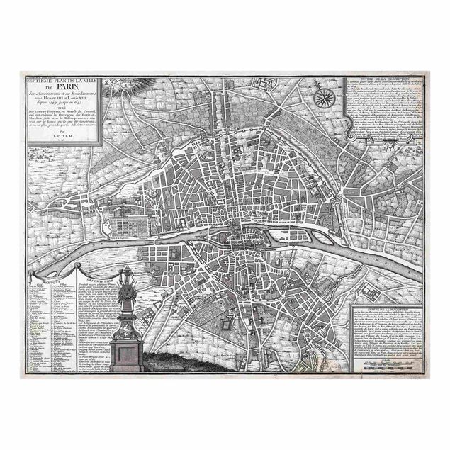 Tableau carte du monde Tableau Vintage Ville De Paris Vers 1600