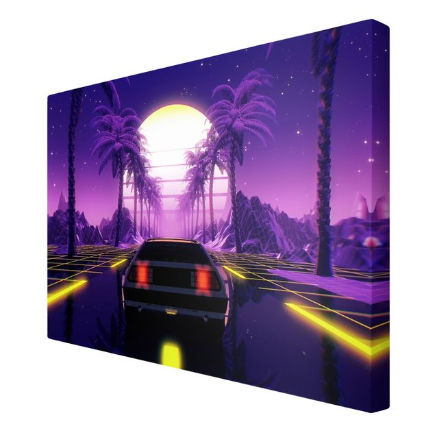 Tableaux muraux Vintage Video Car With Palm Trees