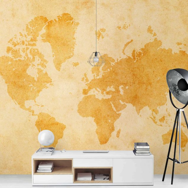Papier peint panoramique carte du monde Tableau Vintage du monde