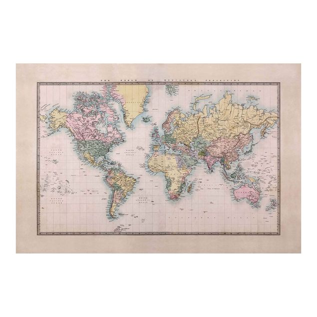 tapisserie panoramique Tableau Vintage du monde vers 1850