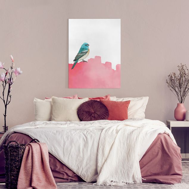 Tableau moderne Oiseau sur fond rose