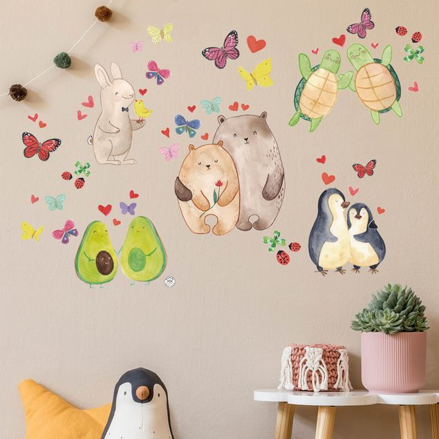 Sticker mur animaux Mr. & Mrs. Panda - Couples amoureux