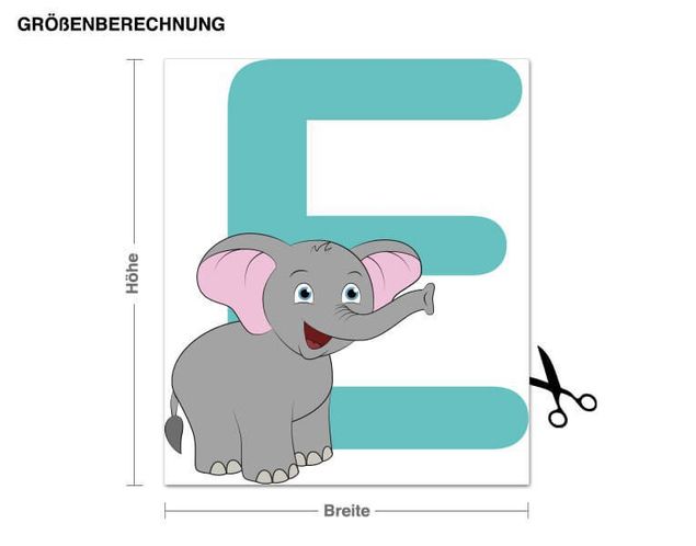 Déco chambre bébé ABC pour enfants - Lettre E avec Éléphant