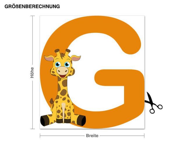 Déco chambre bébé ABC pour enfants - Lettre G avec Girafe