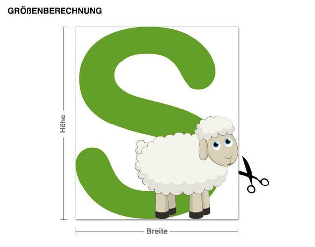 Déco chambre enfant ABC pour enfants - Lettre S avec Mouton