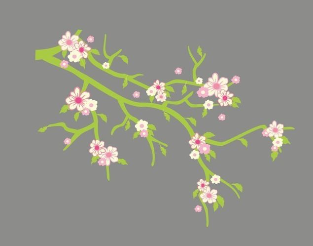 Déco mur cuisine Branche de fleurs de cerisier