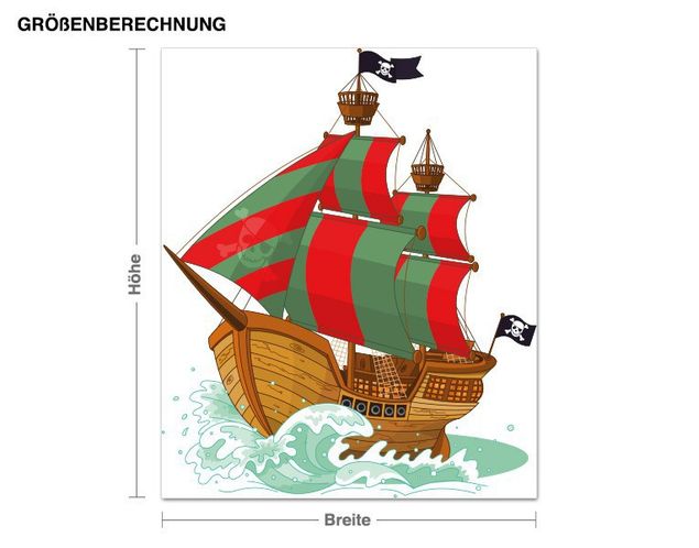 Stickers muraux pirates Navire pirate avec une voile en forme de tête de mort