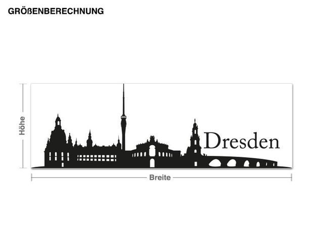 Stickers muraux villes Silhouette urbaine de Dresde avec texte