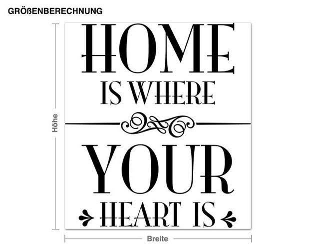Stickers muraux citations proverbes La maison est là où se trouve votre cœur
