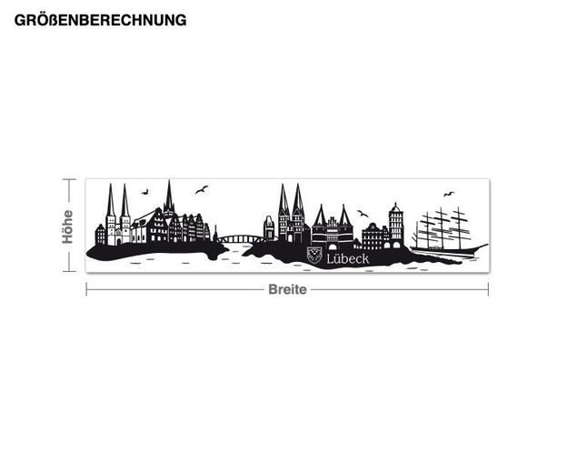 Stickers muraux ville Silhouette urbaine de Lübeck