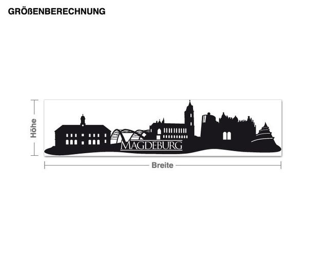 Stickers muraux villes Silhouette urbaine de Magdeburg et lettrage