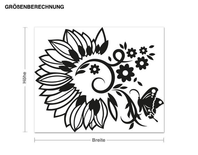 Sticker mural - Floral Sunflower with Butterfly
