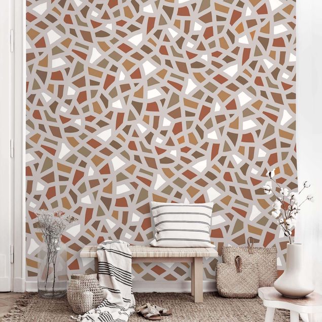 Décorations cuisine Warm Mosaic Pattern In Brown Grey
