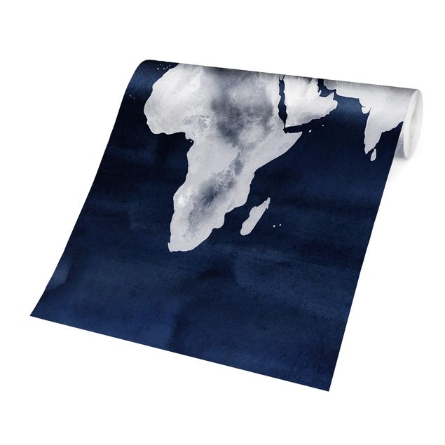 Papier peint panoramique Carte du monde de l'eau foncé