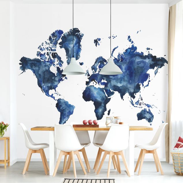 Papier peint panoramique carte du monde Carte du monde de l'eau claire