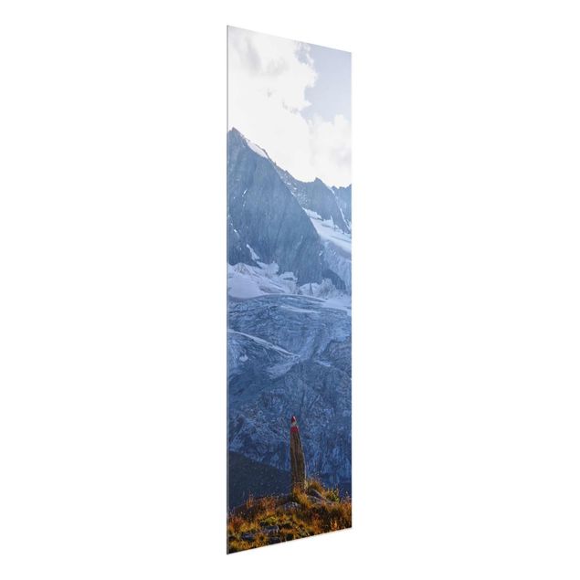 Tableau verre montagne Sentier balisé dans les Alpes