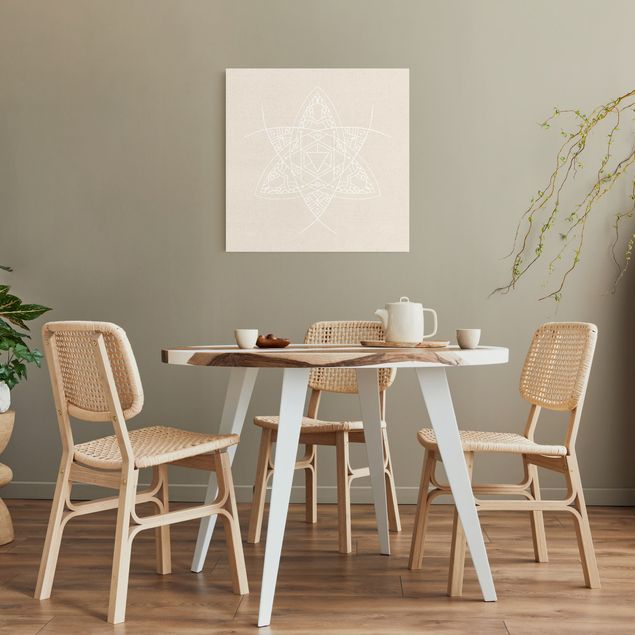 Tableaux Lignes Blanches - Mandala Triangle