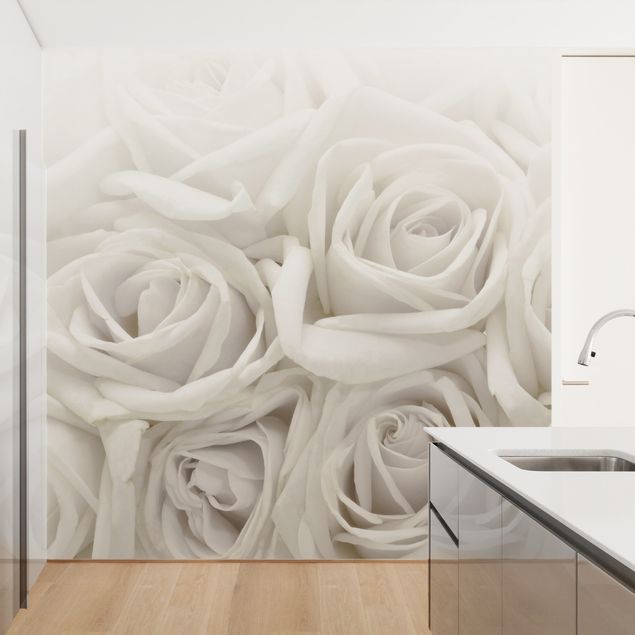 Papier peint moderne White Roses