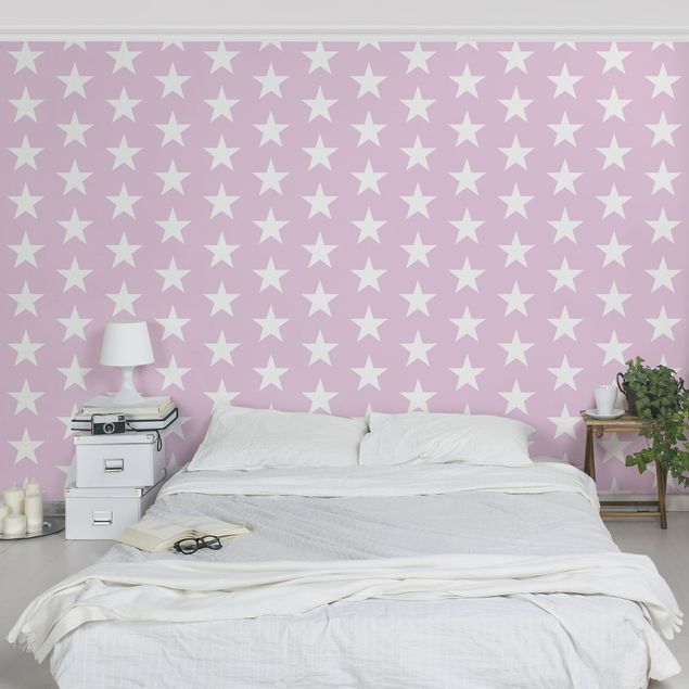 Décoration chambre bébé White Stars On Light Pink