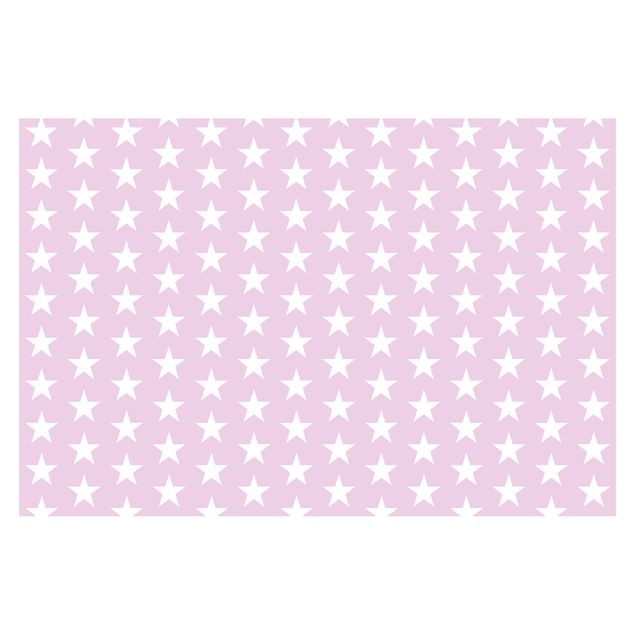 Papier peint - White Stars On Light Pink