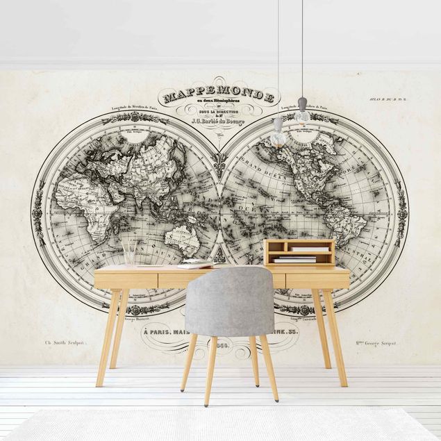 Papier peint noir et blanc Carte du monde - Carte française de la région du Cap de 1848