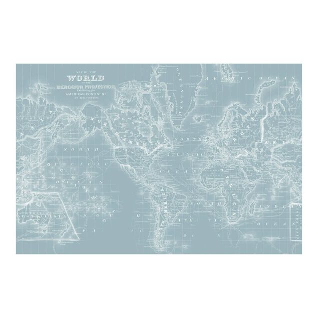 Papier peint - World Map In Ice Blue