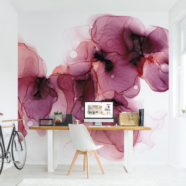 Déco mur cuisine Fleurs sauvages en violet et or