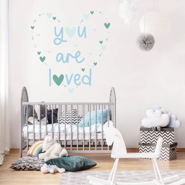 Sticker mural - You Are Loved Heart Blue