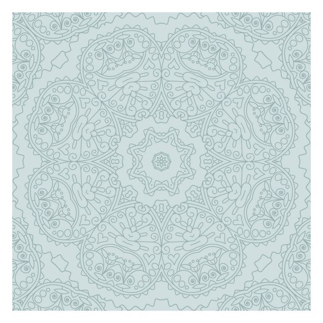 Walpaper - Jagged Mandala Flower With Star In Turquoise