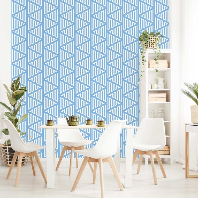 Papiers peints géométriques Zigzag Triangle Pattern In Blue