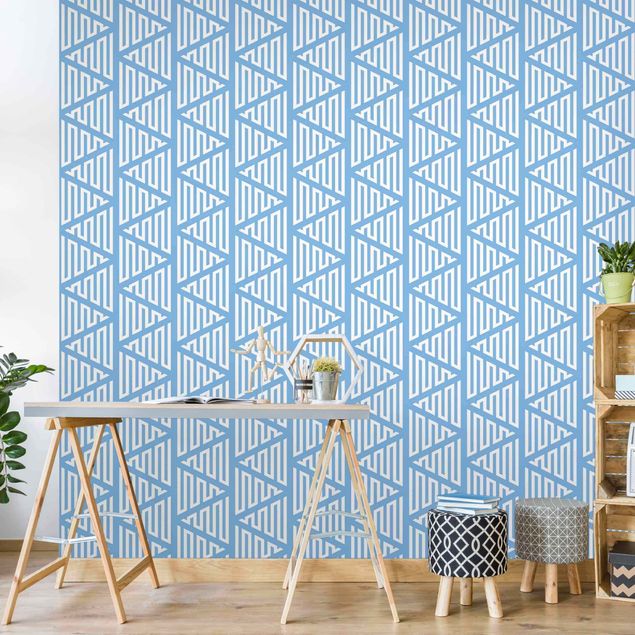 papier peint graphique Zigzag Triangle Pattern In Blue