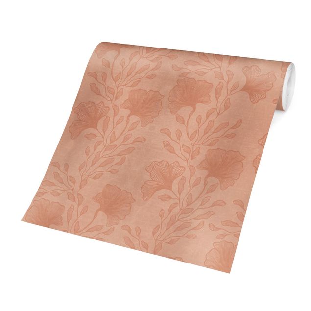 Papier peint vintage Branches délicates en or rosé