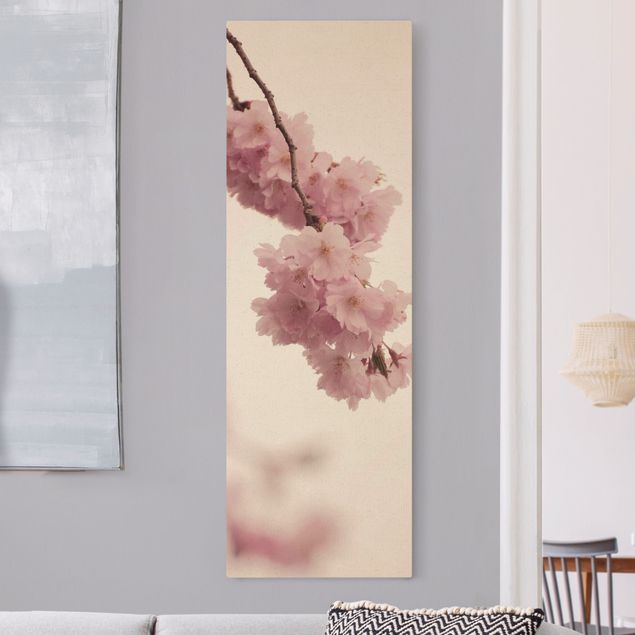 Tableau moderne Fleur de printemps rose pâle avec bokeh