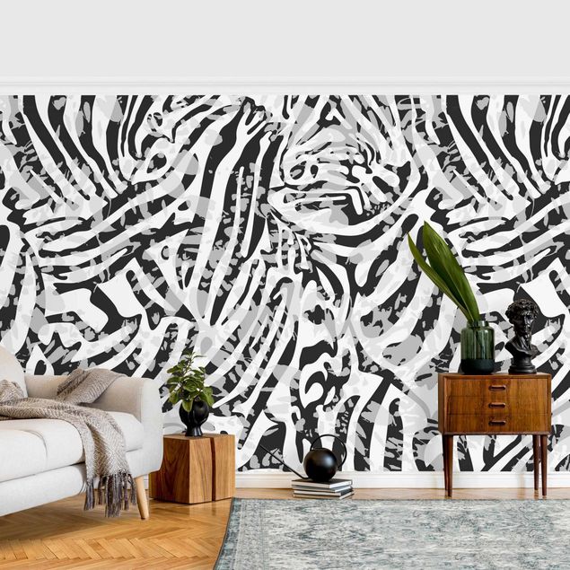 Papier peint moderne Zebra Pattern In Shades Of Grey