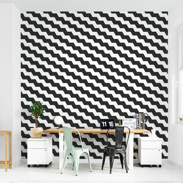 Papier peint à motifs Motif géométrique en zigzag noir et blanc