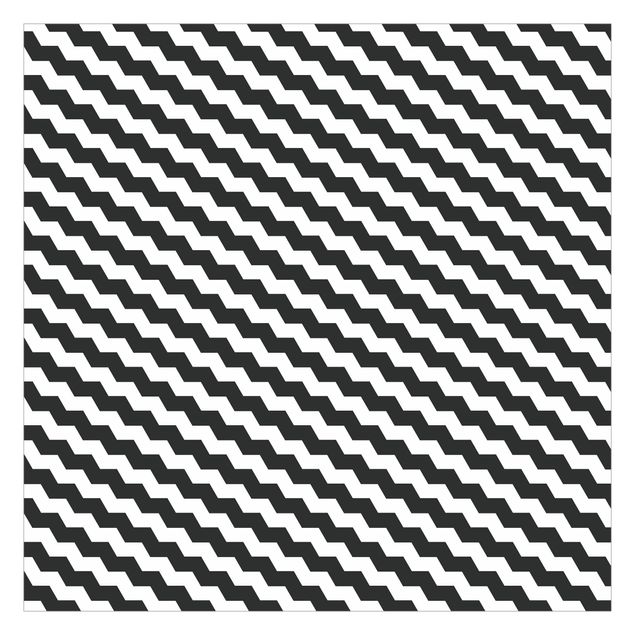 Papier peint - Zig Zag Pattern Geometry Black And White