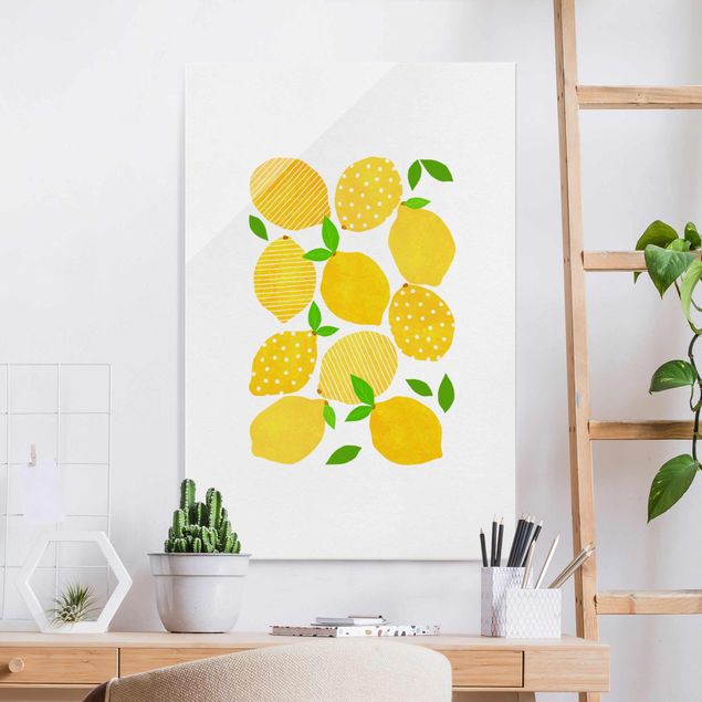 Déco murale cuisine Citron avec des points