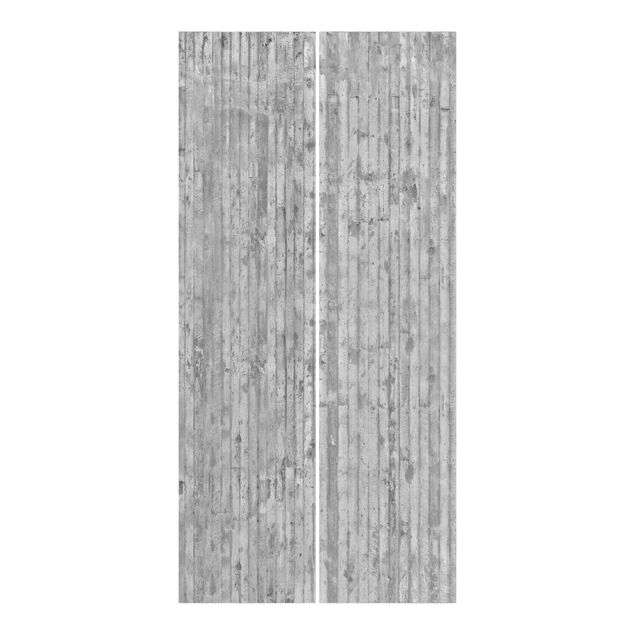 Panneaux coulissants effet pierre et bois Concrete Look Wallpaper With Stripes