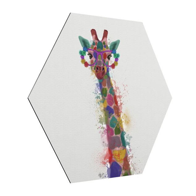 Tableau animaux Taches arc-en-ciel Trio de Girafe